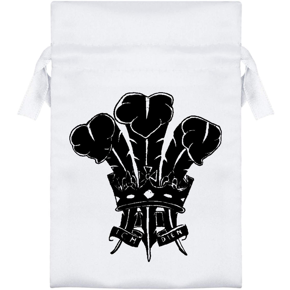 'Prince Of Wales Feathers' Satin Drawstring Bag/Pouch (SB011985)