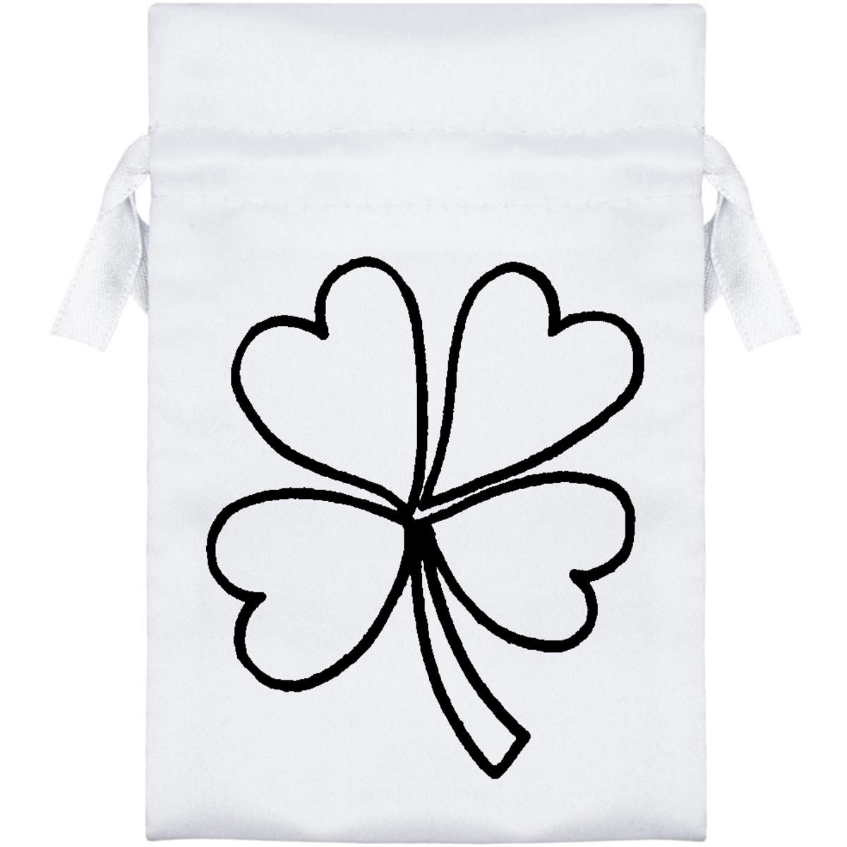 'Four Leaf Clover' Satin Drawstring Bag/Pouch (SB014698)