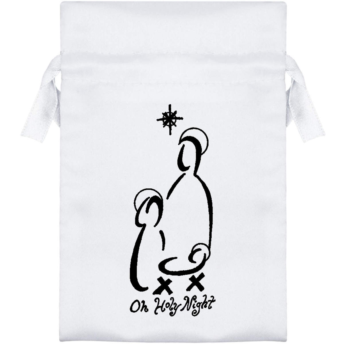 'Nativity Scene' Satin Drawstring Gift Bag - Gift Pouch for Wedding Favours, Jewellery and Parties (SB015354)