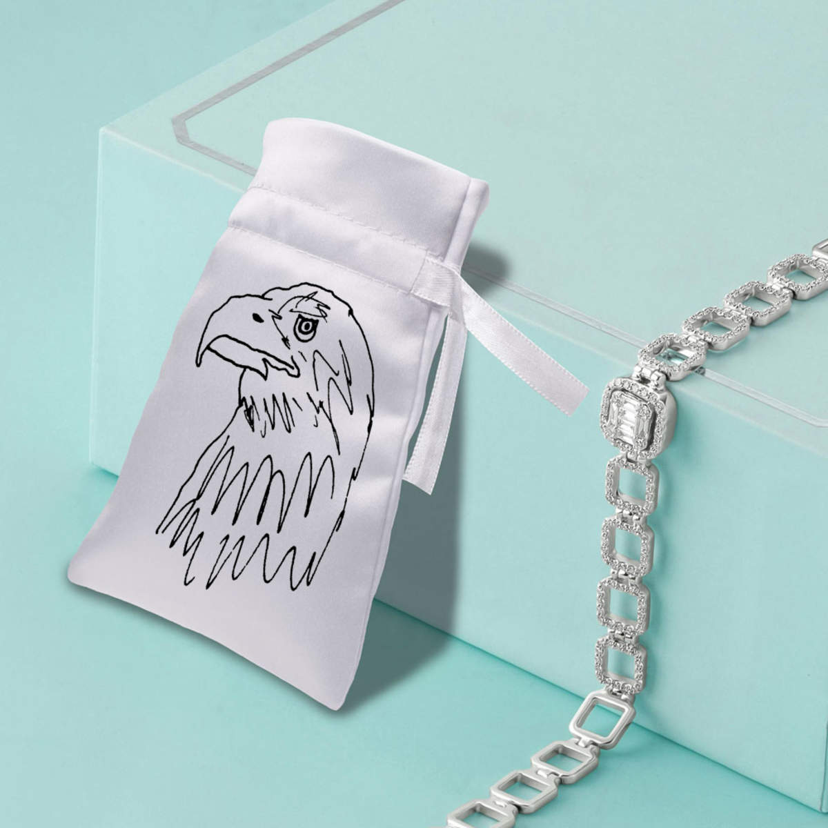 'Golden Eagle' Satin Drawstring Bag/Pouch (SB016344) - Bild 10 von 25