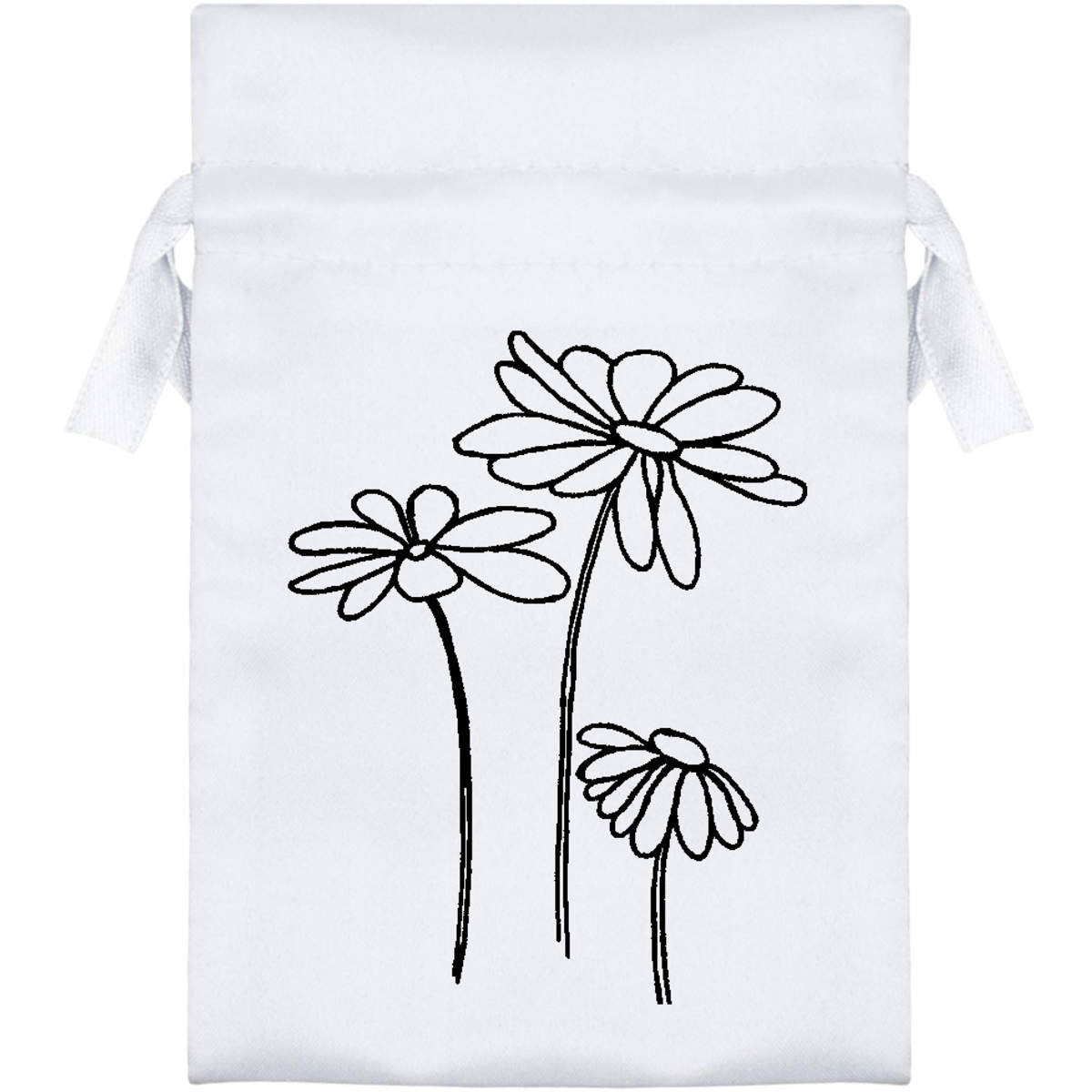 'Pretty Flowers' Satin Drawstring Gift Bag - 10cm x 15cm - Pouch for Wedding Favours, Jewellery, Sweets and Parties (SB00021034)