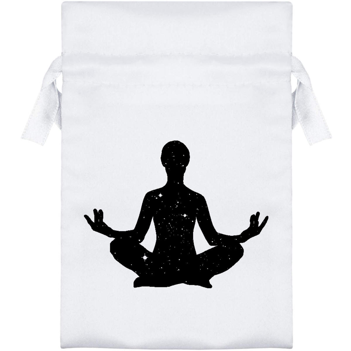 'Meditation Stars Silhouette' Satin Drawstring Bag/Pouch (SB021225)