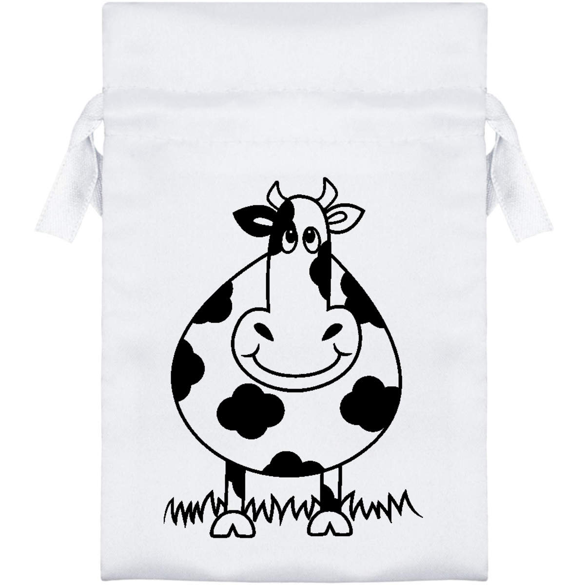 'Happy Cow' Satin Drawstring Bag/Pouch (SB021708)