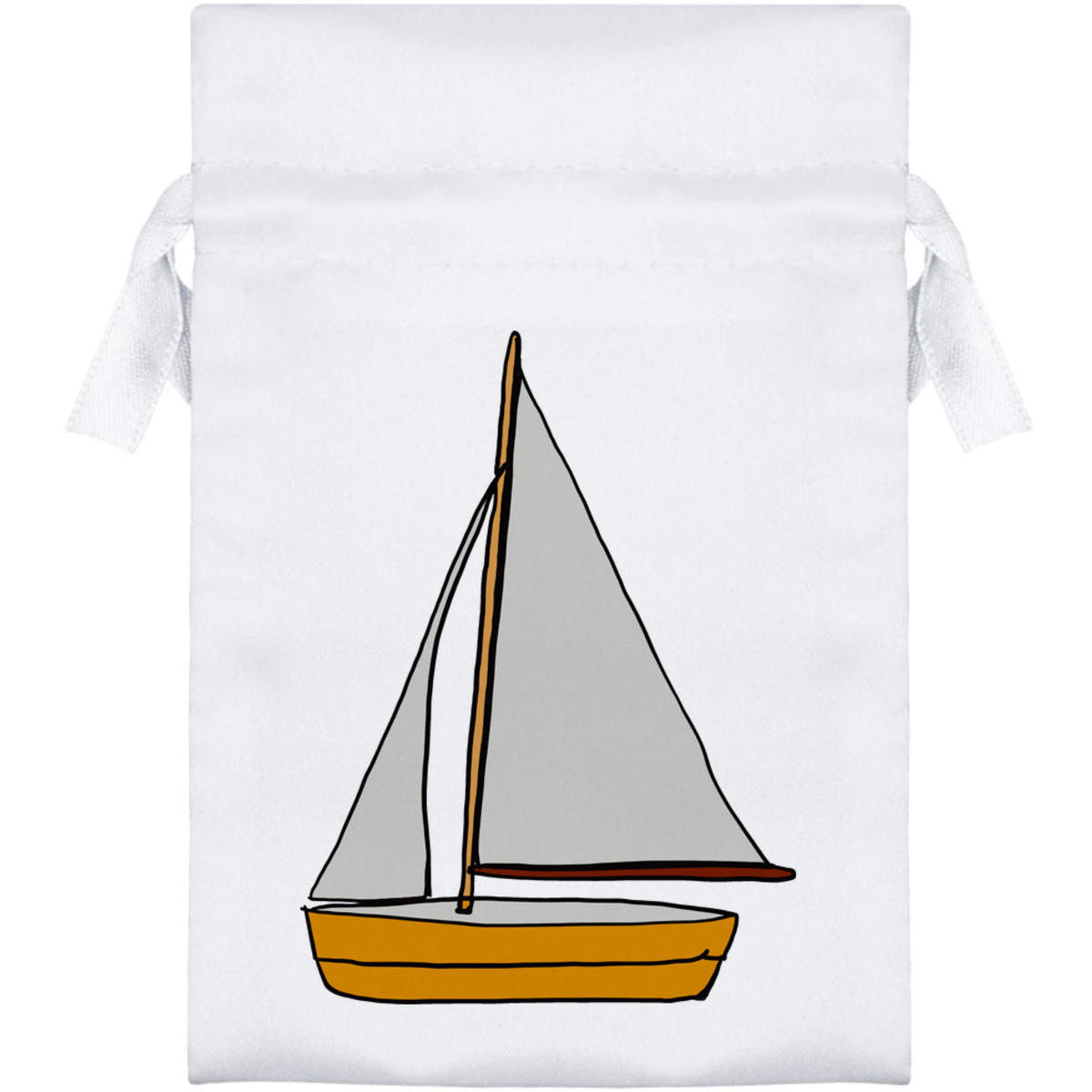 'Sailing Boat' Satin Drawstring Bag/Pouch (SB025554)
