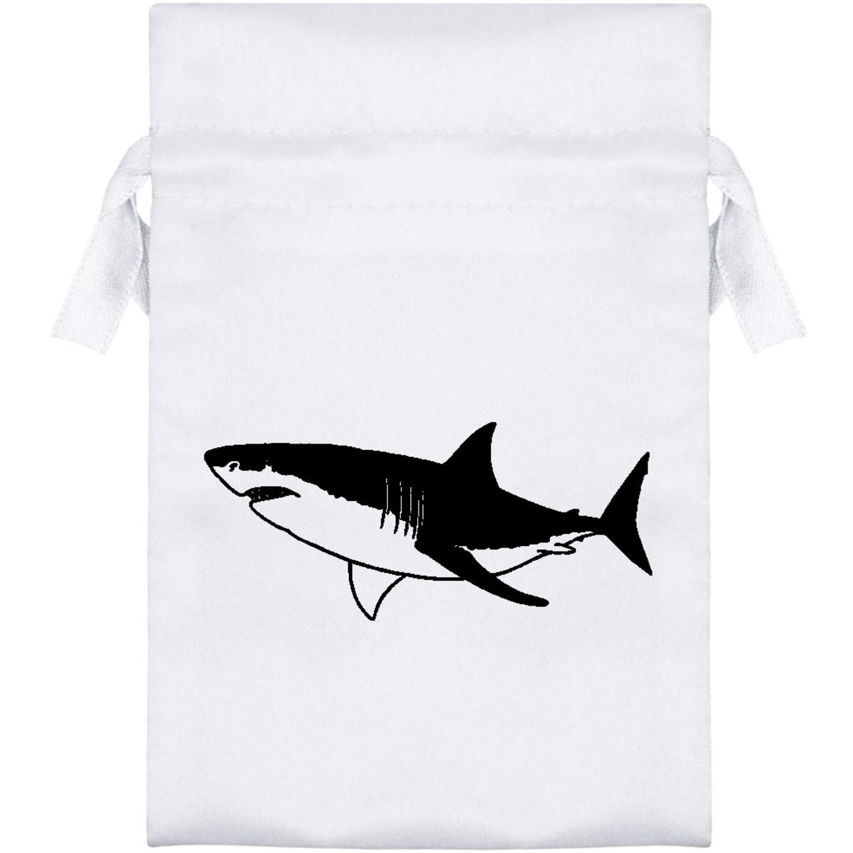 'Great White Shark' Satin Drawstring Bag/Pouch (SB027953)
