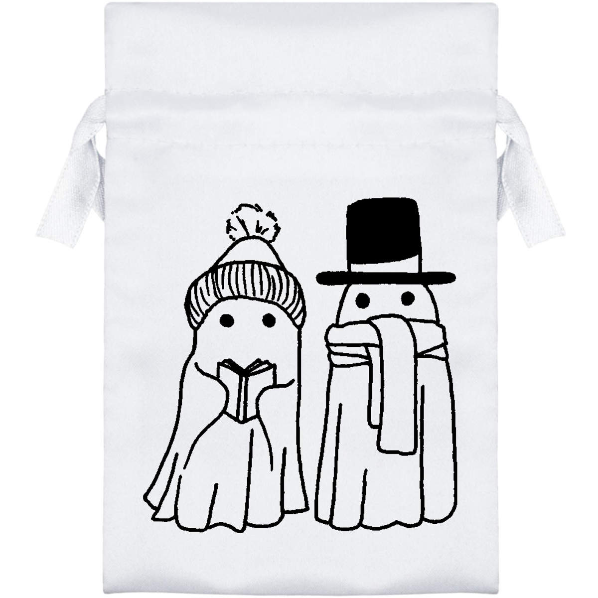 'Caroling Ghosts' Satin Drawstring Bag/Pouch (SB028022)