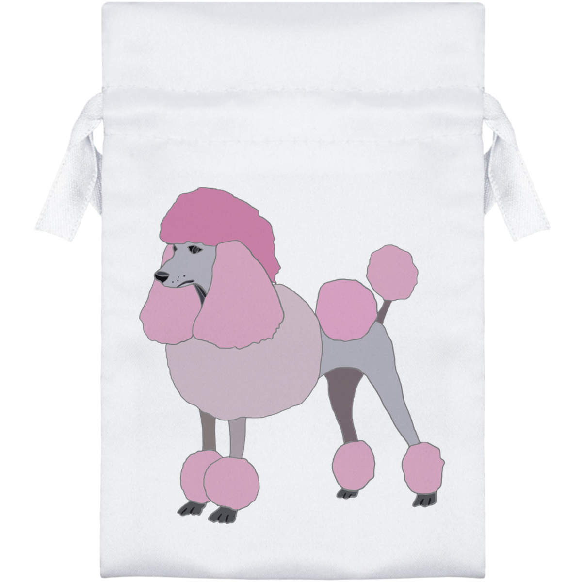 'Pink Poodle' Satin Drawstring Bag/Pouch (SB029333)