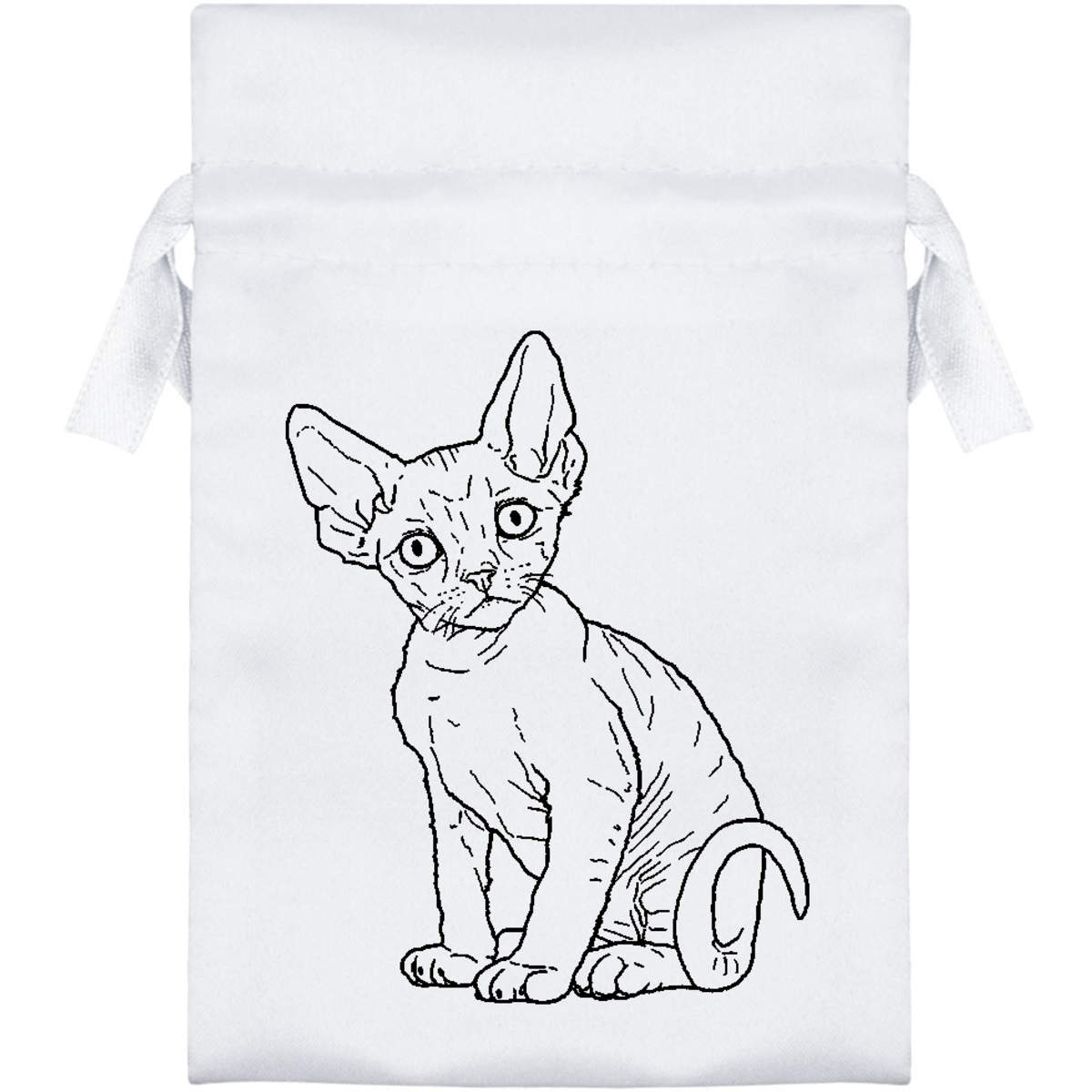 15cm 'Devon Rex Kitten' Satin Drawstring Bag / Pouch (SB00041730)