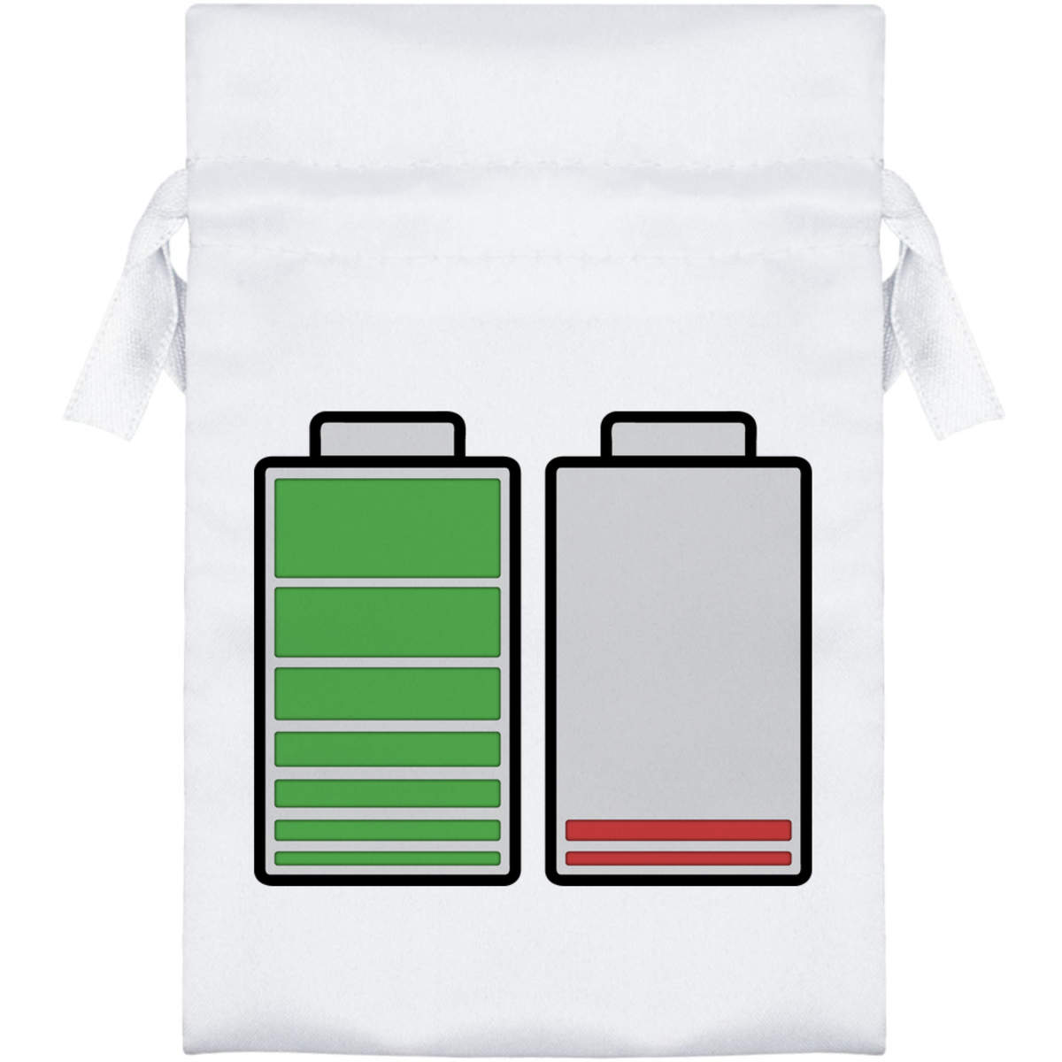 'Full & Empty Batteries' Satin Drawstring Gift Bag - Gift Pouch for Wedding Favours, Jewellery and Parties (SB030195)