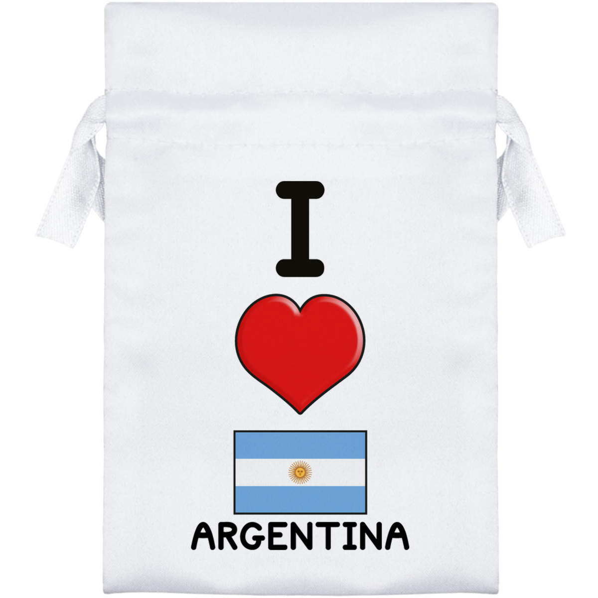 'I Love Argentina' Satin Drawstring Bag/Pouch (SB032594)