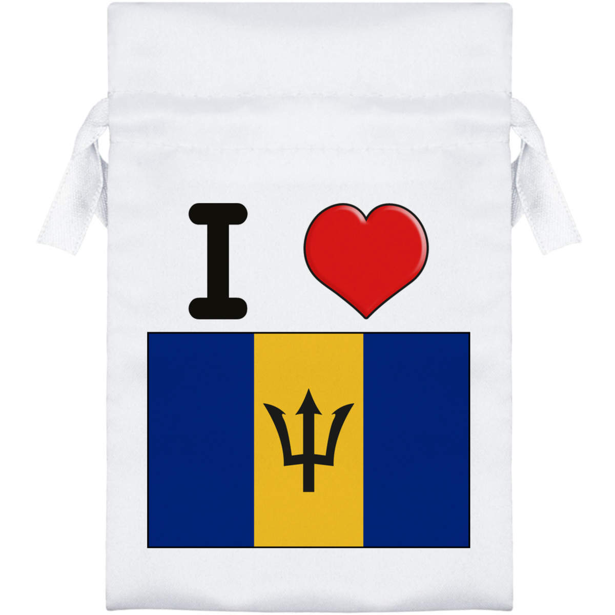 'I Love Barbados' Satin Drawstring Bag/Pouch (SB032677)