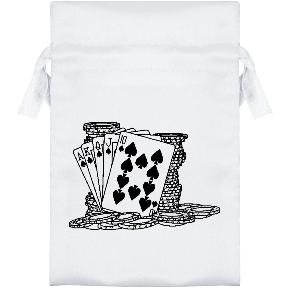 'Cards & Poker Chips' Satin Drawstring Gift Bag - Gift Pouch for Wedding Favours, Jewellery and Parties (SB037945)