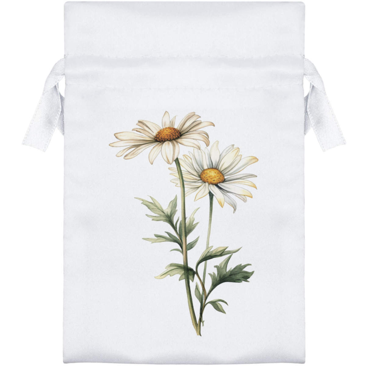 'Daisies' Satin Drawstring Bag/Pouch (SB039398)