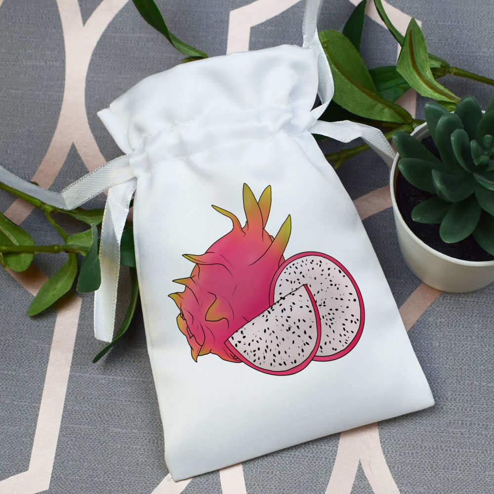 'Pink Dragon Fruit' Satin Drawstring Bag/Pouch (SB039729) - Picture 7 of 25