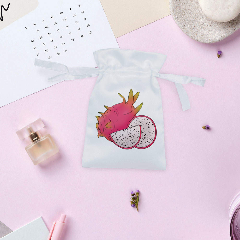 'Pink Dragon Fruit' Satin Drawstring Bag/Pouch (SB039729) - Picture 9 of 25