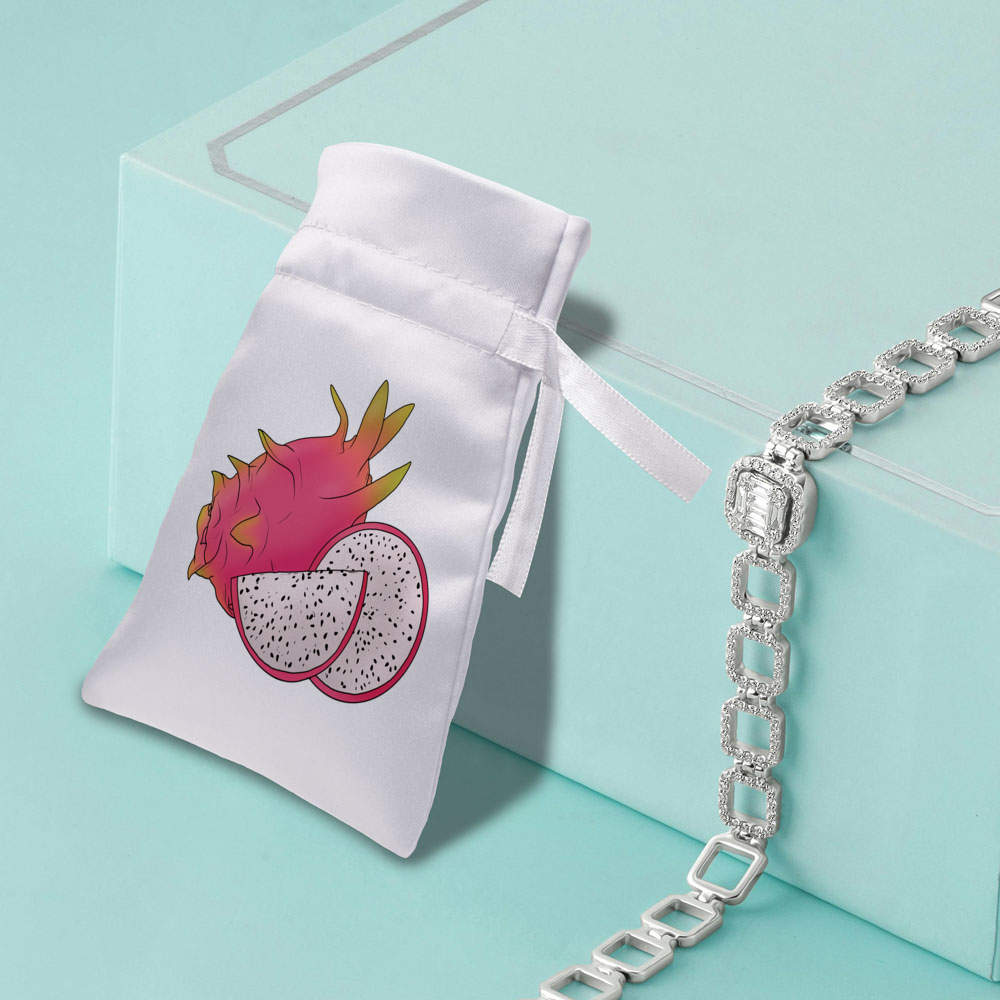 'Pink Dragon Fruit' Satin Drawstring Bag/Pouch (SB039729) - Picture 10 of 25