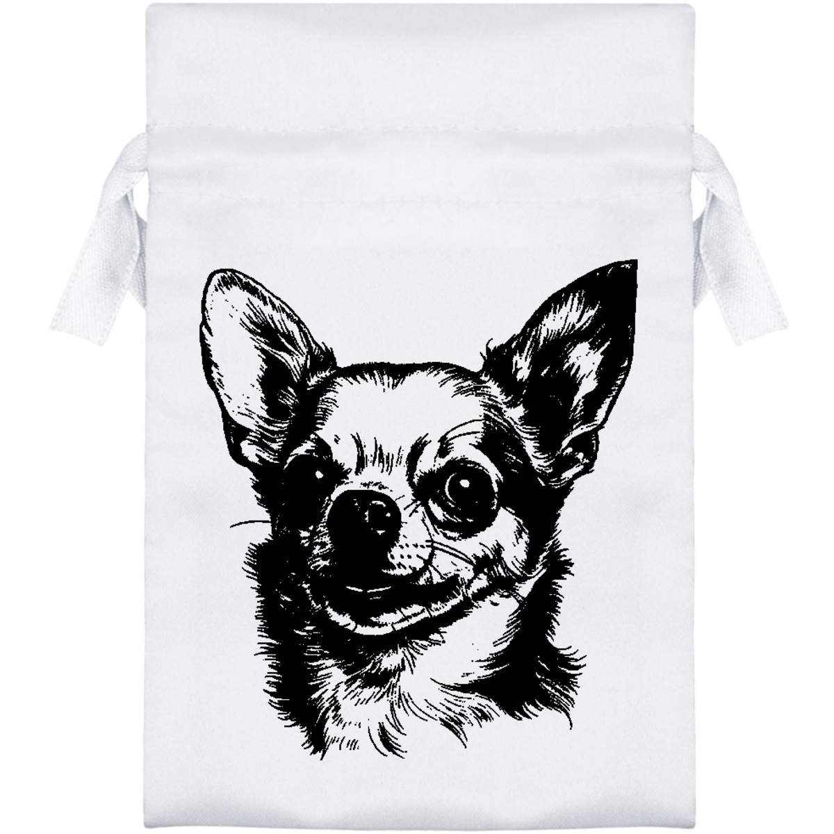 'chihuahua' Satin Drawstring Gift Bag - Gift Pouch for Wedding Favours, Jewellery and Parties (SB040421)