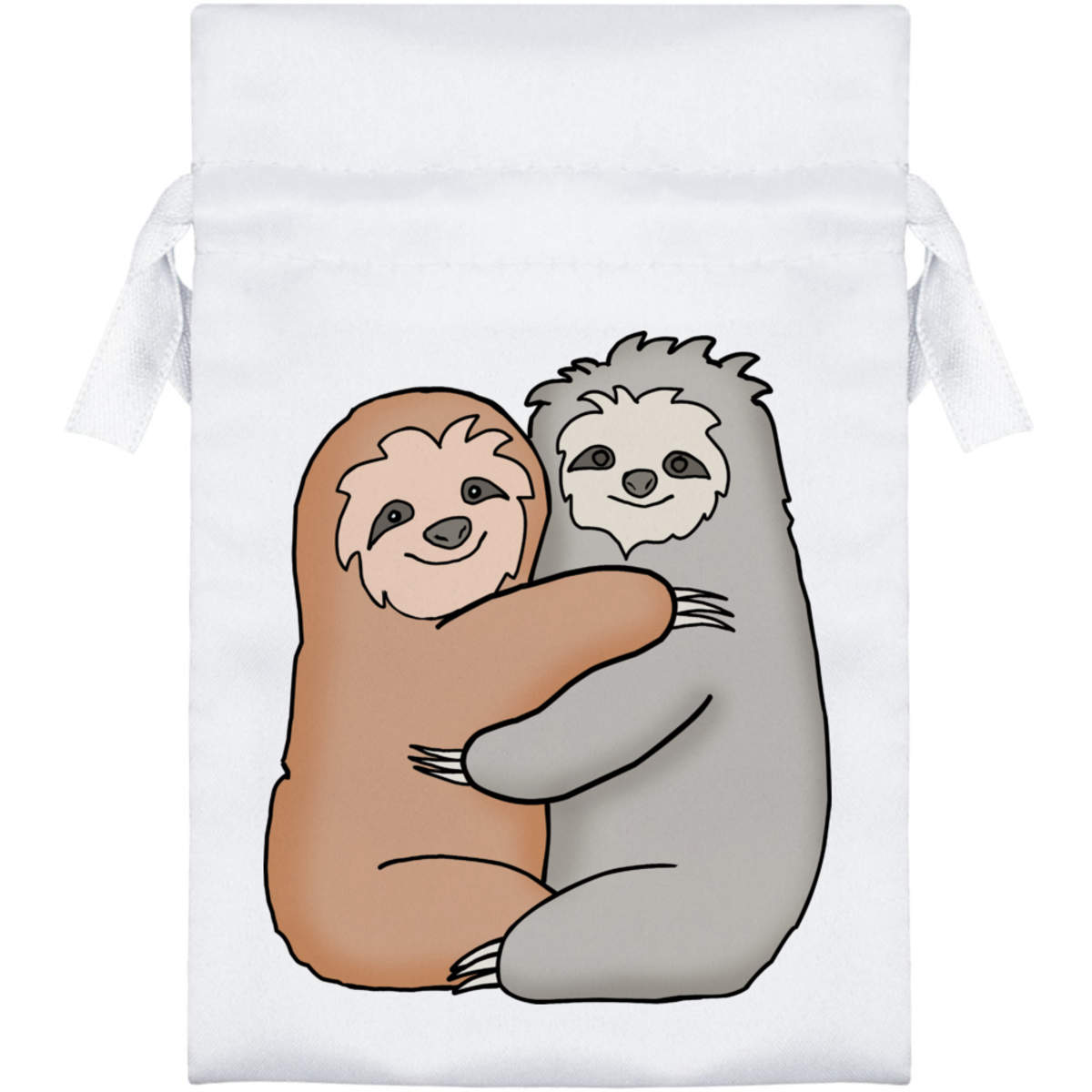 15cm 'Cute Sloths' Satin Drawstring Bag / Pouch (SB00075914)