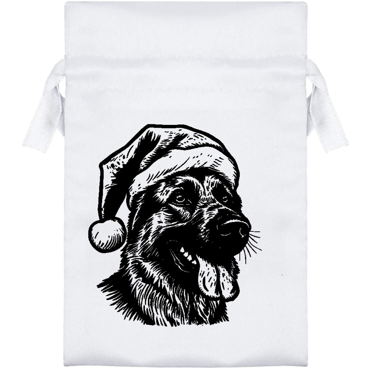 'German Shepherd with Santa Hat' Satin Drawstring Bag/Pouch (SB043681)