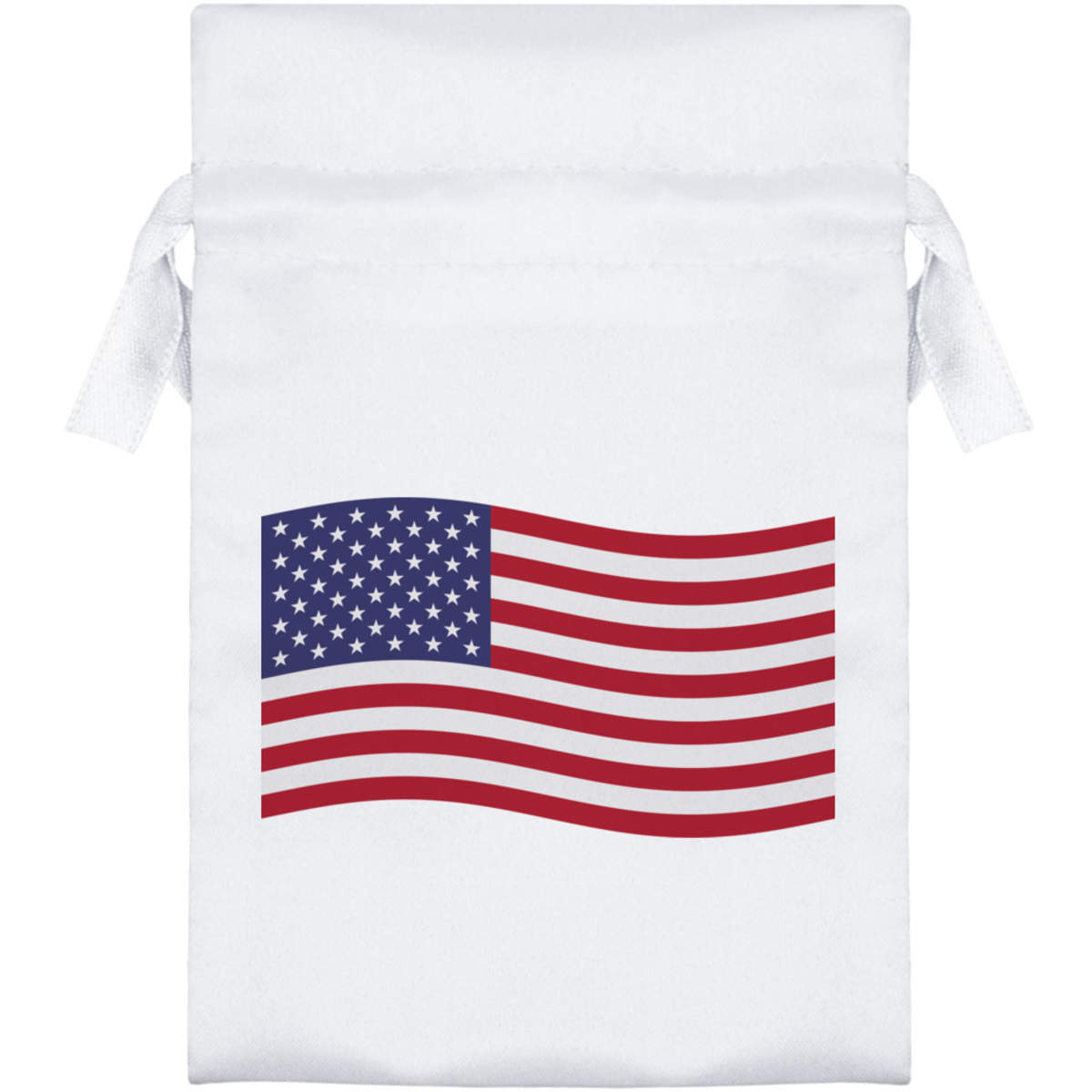 'Waving American Flag' Satin Drawstring Gift Bag - Gift Pouch for Wedding Favours, Jewellery and Parties (SB044181)