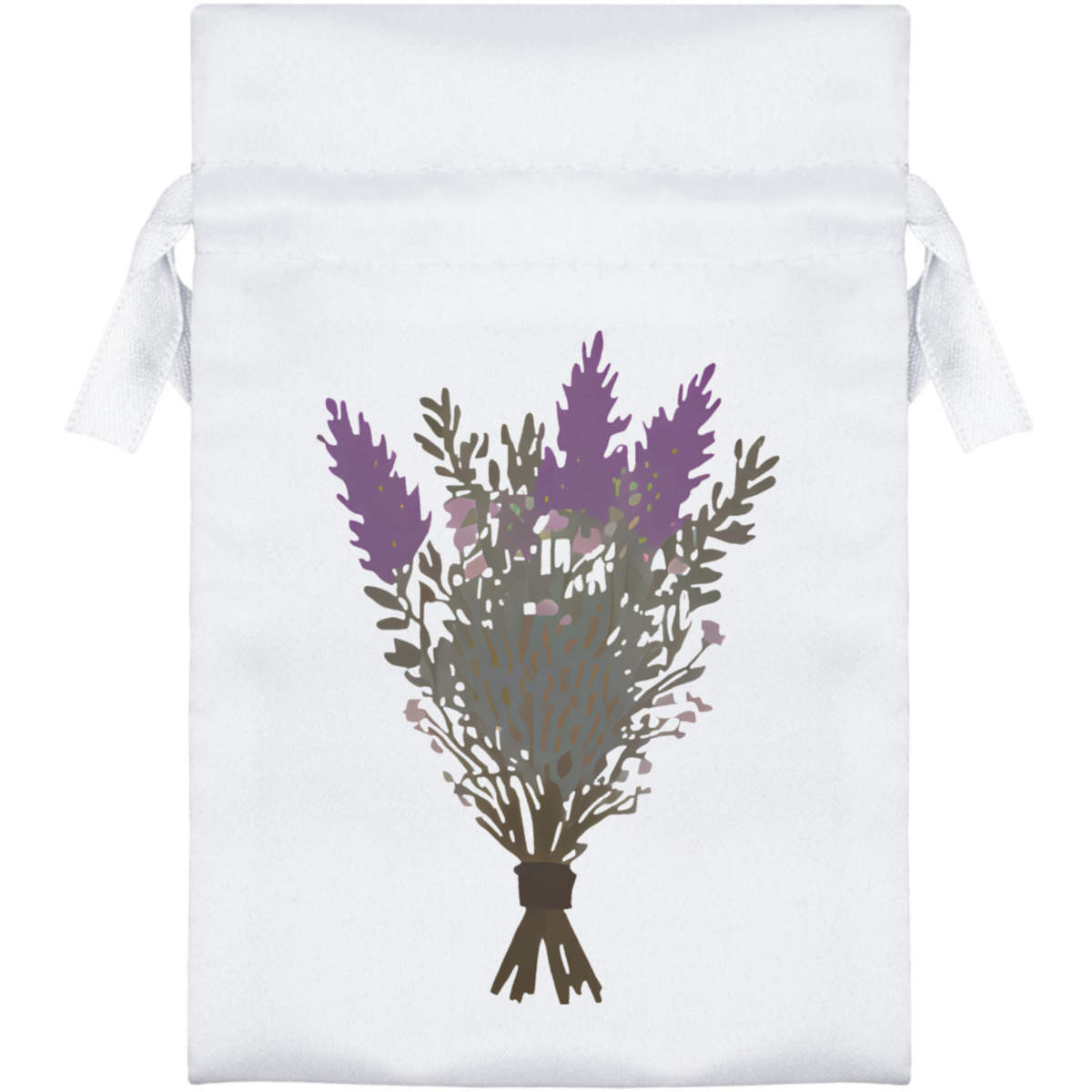 'Scottish Heather Bouquet' Satin Drawstring Gift Bag - 10cm x 15cm - Pouch for Wedding Favours, Jewellery, Sweets and Parties (SB00084986)