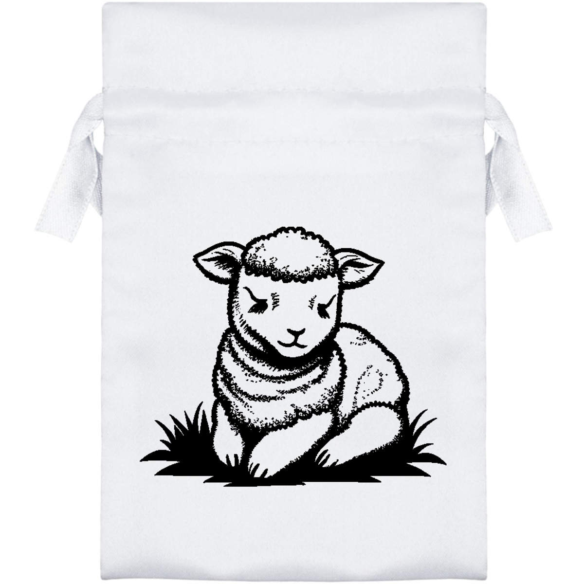 'Sleeping Lamb' Satin Drawstring Bag/Pouch (SB044611)