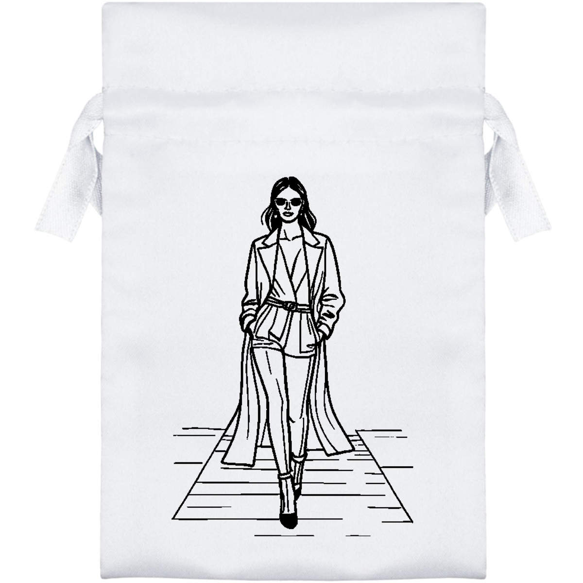 'Fashion Runway Model' Satin Drawstring Bag/Pouch (SB044976)