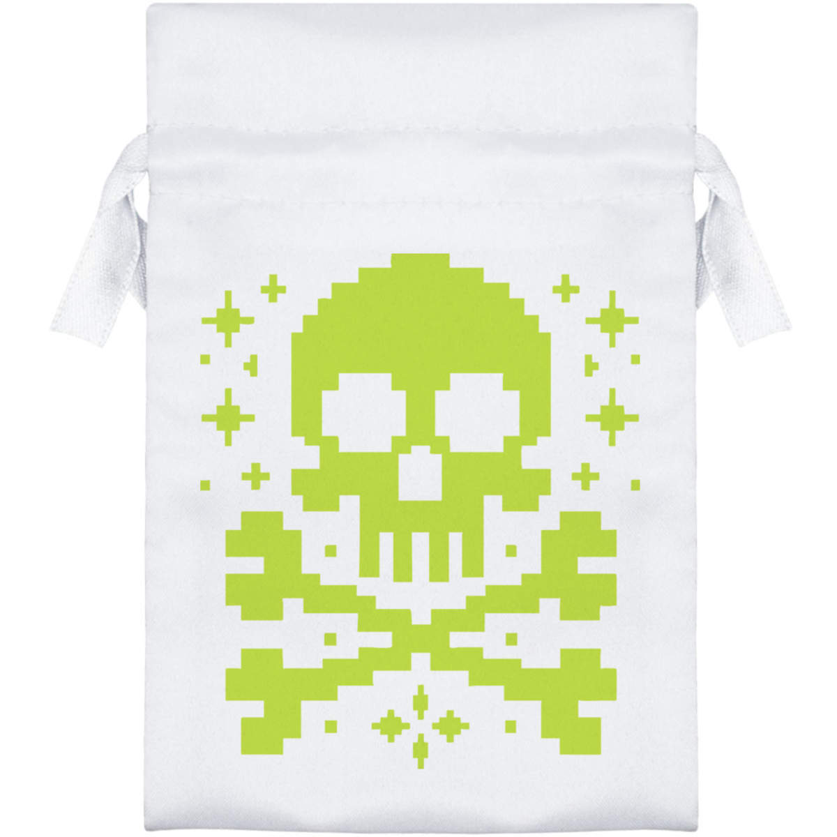 'Pixel Skull' Satin Drawstring Bag/Pouch (SB045663)