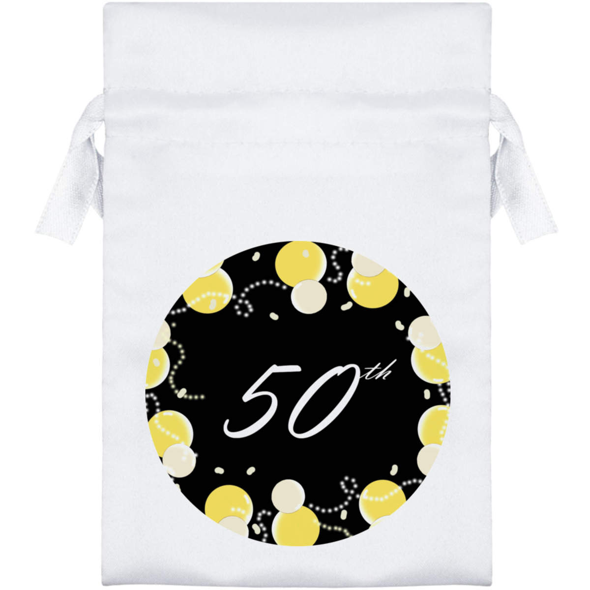 '50th Birthday' Satin Drawstring Gift Bag - 10cm x 15cm - Pouch for Wedding Favours, Jewellery, Sweets and Parties (SB00089145)