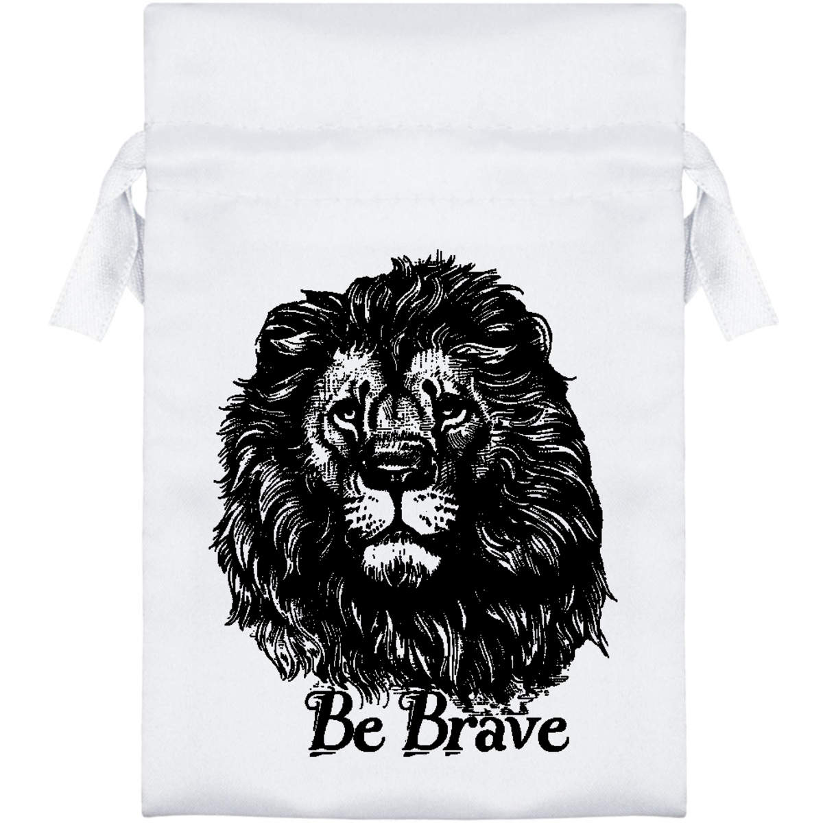'Be Brave with Lion' Satin Drawstring Bag/Pouch (SB045737)