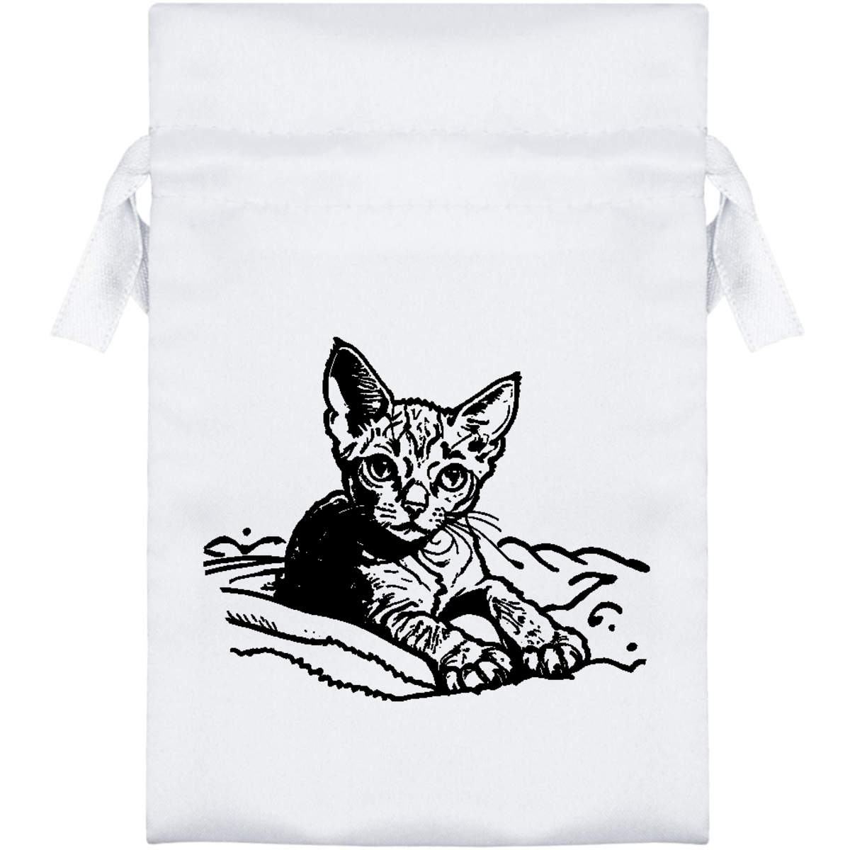 'Rex Cat on Blanket' Satin Drawstring Bag/Pouch (SB046024)