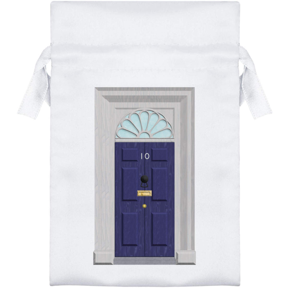 'No. 10 Downing Street' Satin Drawstring Gift Bag - Gift Pouch for Wedding Favours, Jewellery and Parties (SB046789)