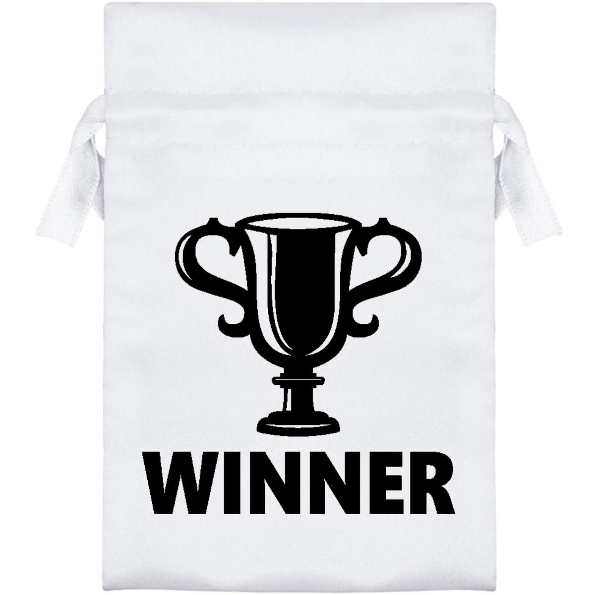 'Winner Celebration' Satin Drawstring Gift Bag - Gift Pouch for Wedding Favours, Jewellery and Parties (SB047959)