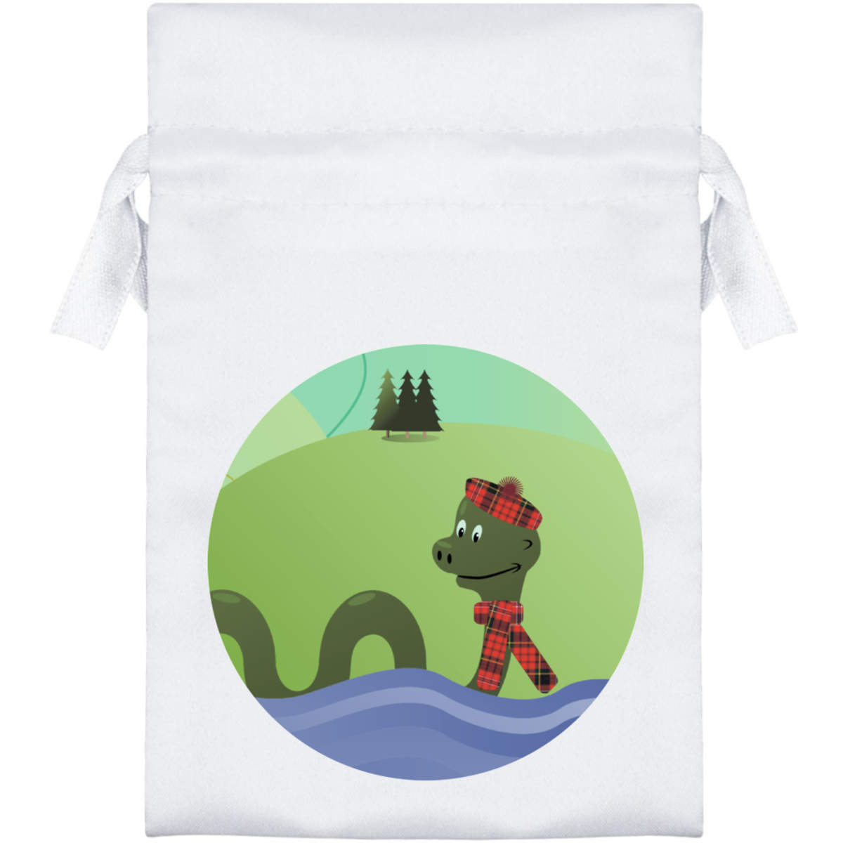 'Nessie Loch Ness Monster' Satin Drawstring Gift Bag - Gift Pouch for Wedding Favours, Jewellery and Parties (SB049198)