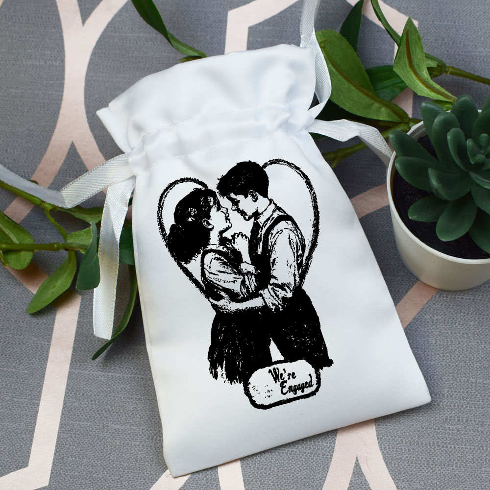 'We're Engaged Boy and Girl ' Satin Drawstring Bag/Pouch (SB049276) - Picture 7 of 25