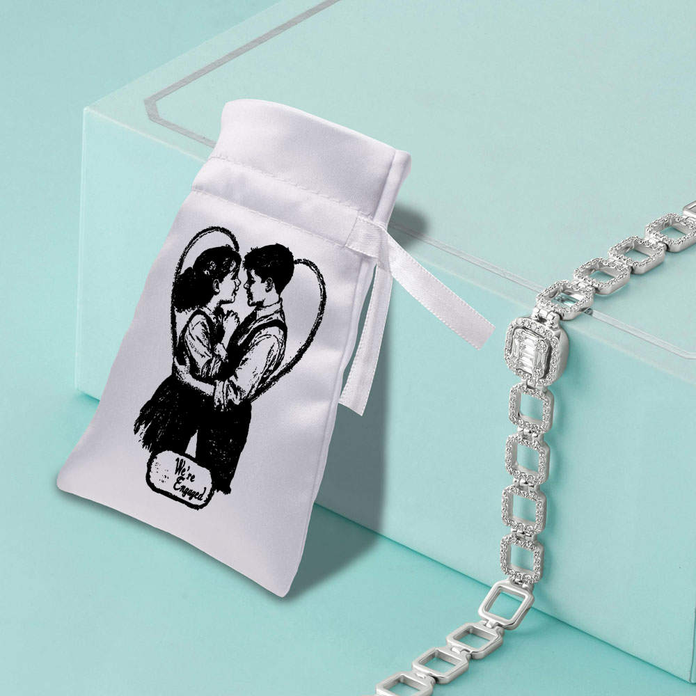 'We're Engaged Boy and Girl ' Satin Drawstring Bag/Pouch (SB049276) - Picture 10 of 25