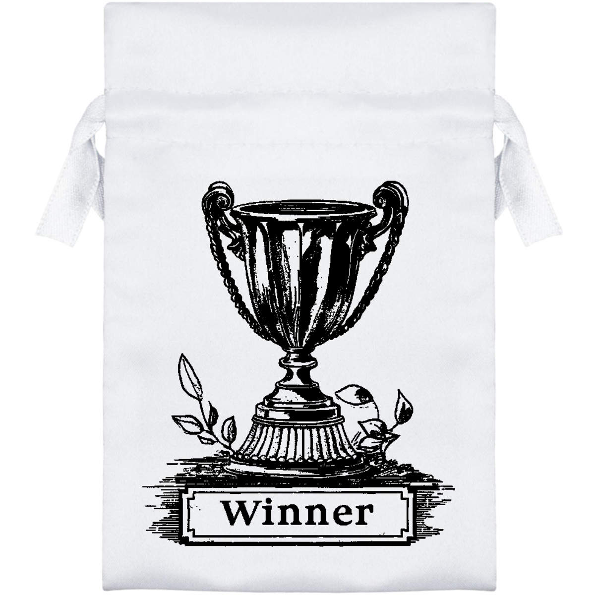 'Winner Trophy' Satin Drawstring Gift Bag - Gift Pouch for Wedding Favours, Jewellery and Parties (SB049469)