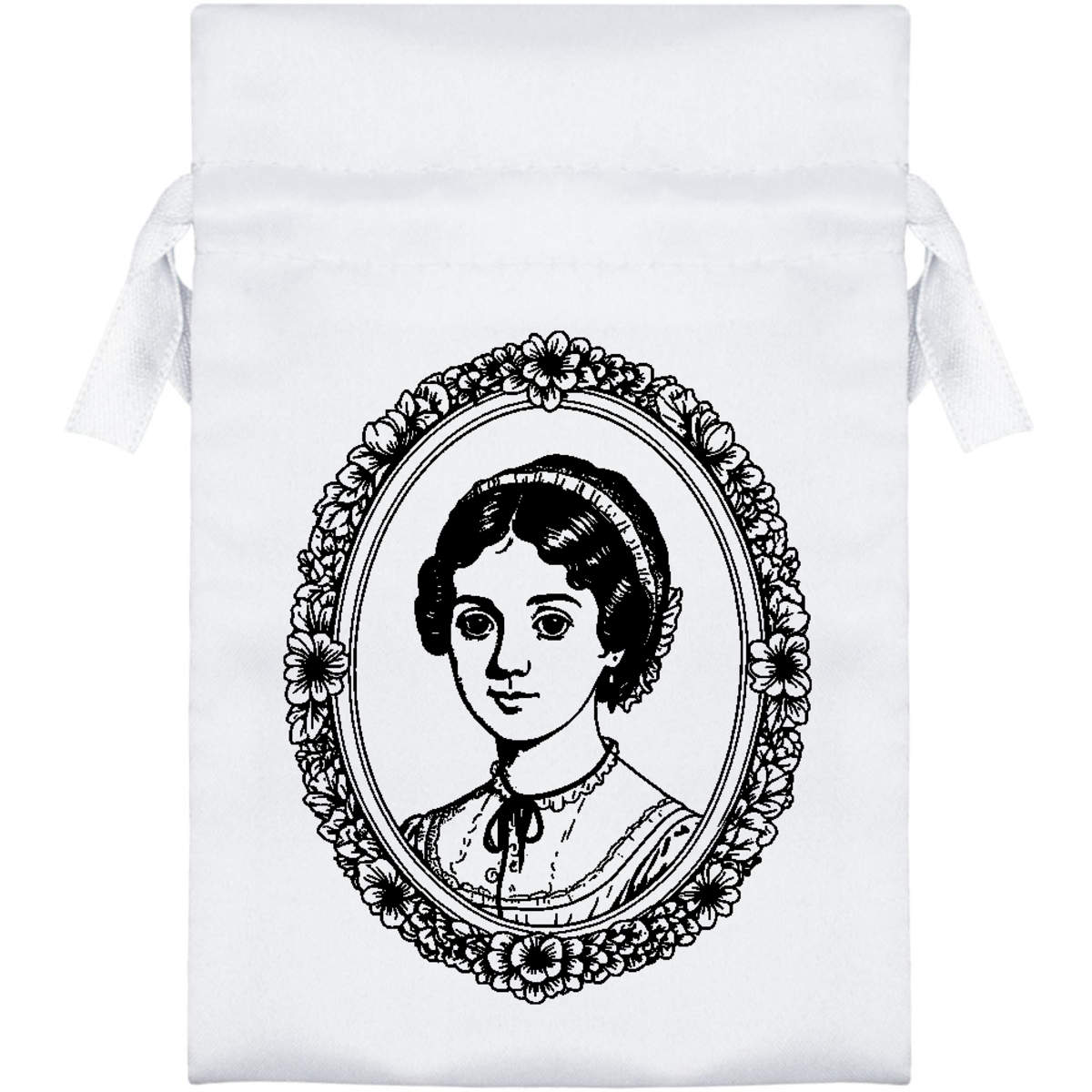 'Jane Austen' Satin Drawstring Bag/Pouch (SB050145)