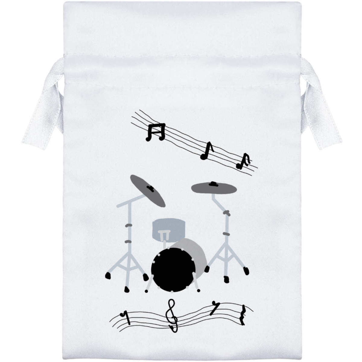 'Drumming Out The Music' Satin Drawstring Bag/Pouch (SB050337)