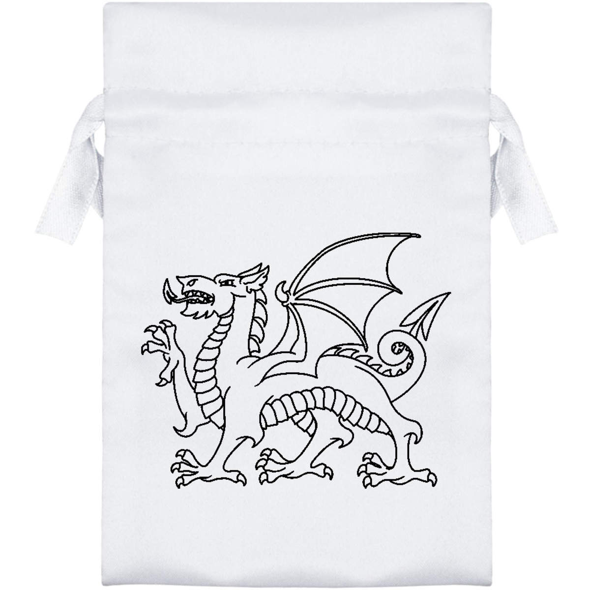 'Traditional Welsh Dragon' Satin Drawstring Gift Bag - Gift Pouch for Wedding Favours, Jewellery and Parties (SB050627)