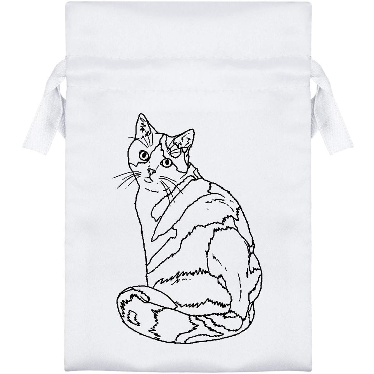 'Curious Calico Cat' Satin Drawstring Bag/Pouch (SB051289)