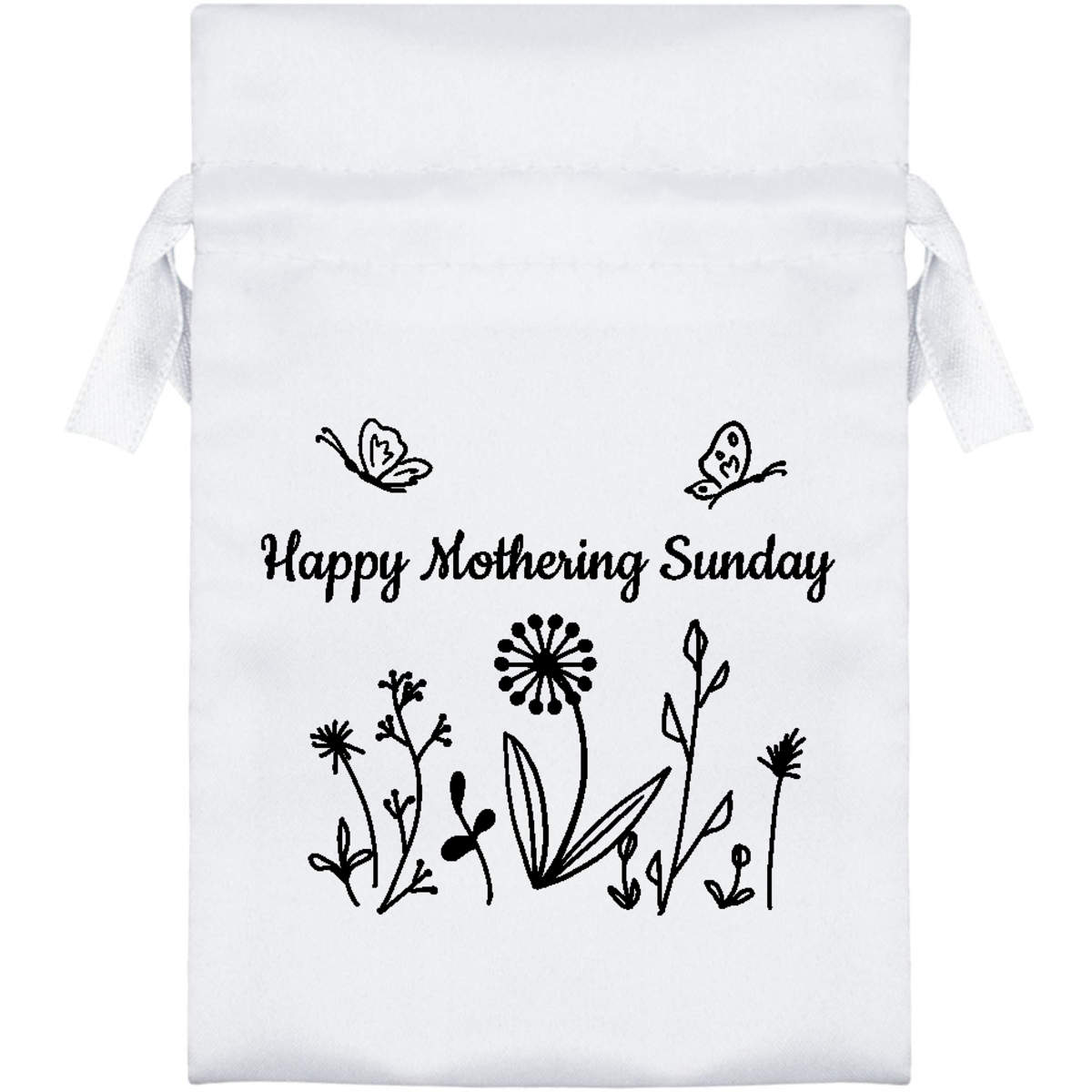 'Happy Mothering Sunday' Satin Drawstring Bag/Pouch (SB051366)