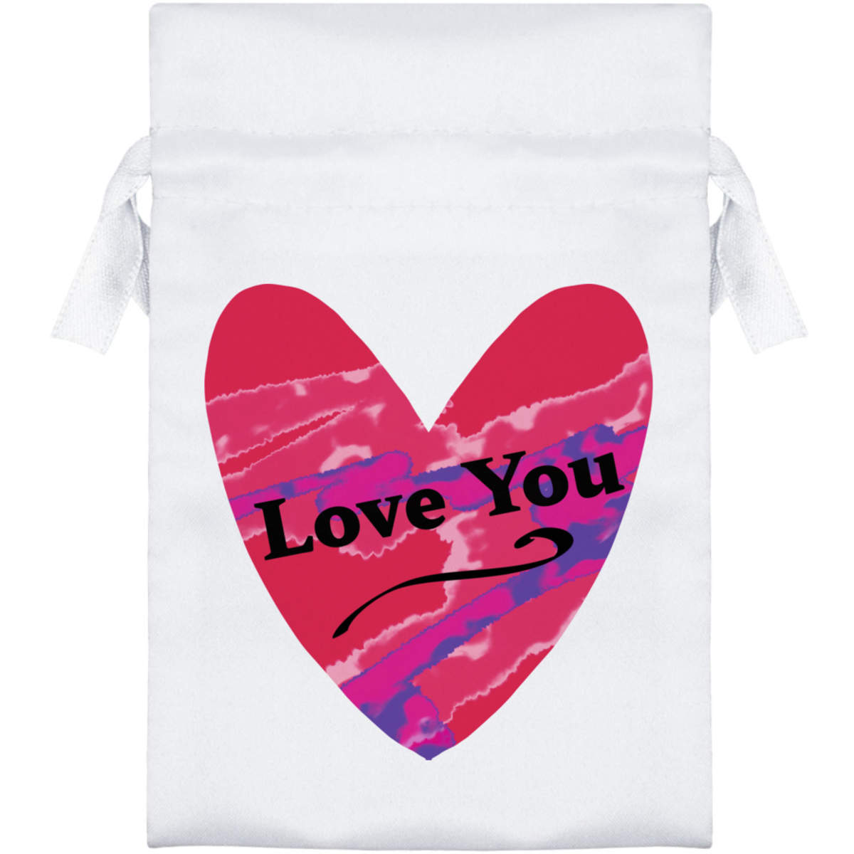 'Love You' Satin Drawstring Bag/Pouch (SB051530)