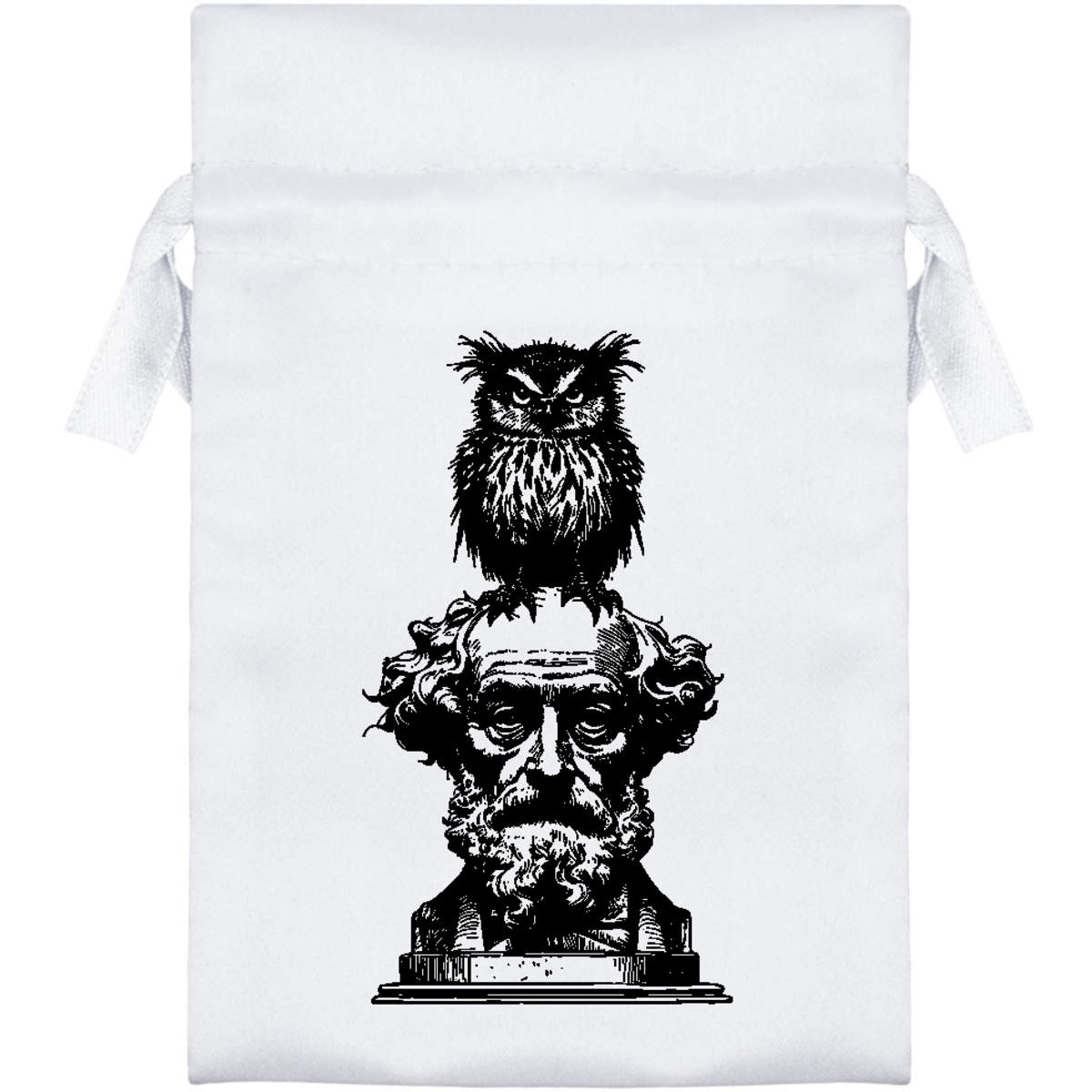 'Charles Dickens With Owl' Satin Drawstring Bag/Pouch (SB051622)