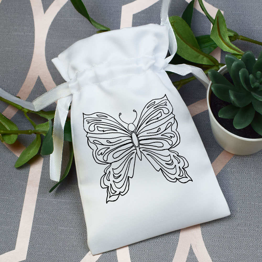 'Butterfly' Satin Drawstring Bag/Pouch (SB052029) - Picture 7 of 25