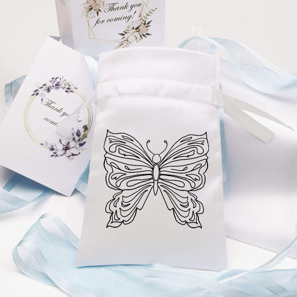 'Butterfly' Satin Drawstring Bag/Pouch (SB052029) - Picture 8 of 25