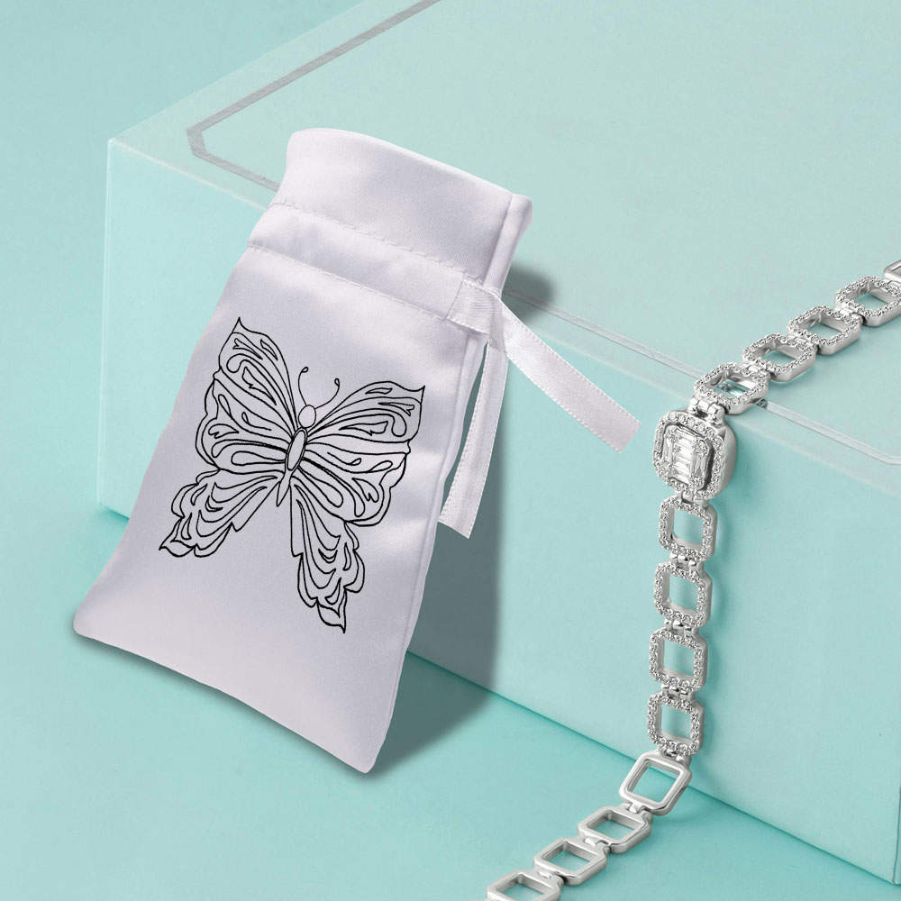 'Butterfly' Satin Drawstring Bag/Pouch (SB052029) - Picture 10 of 25