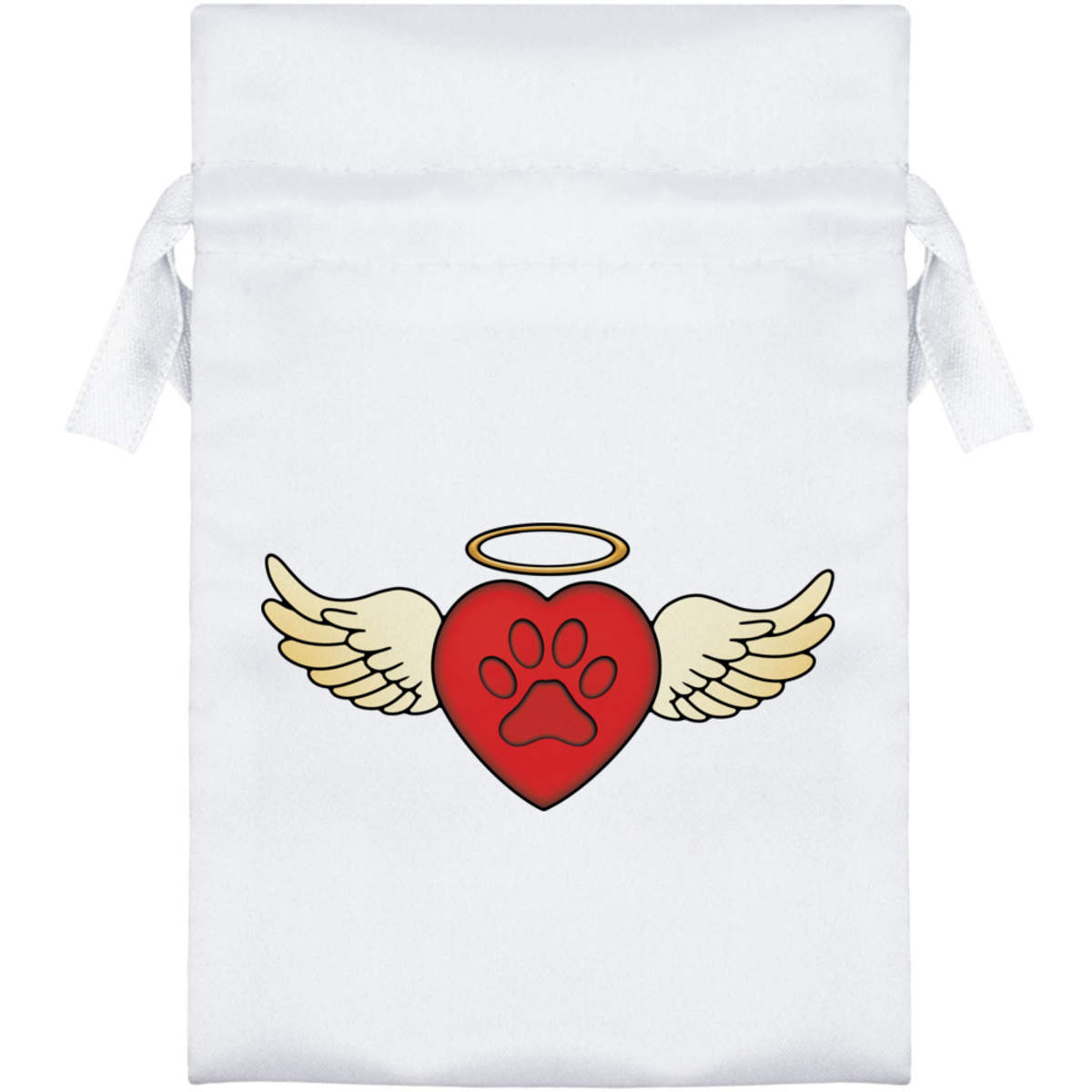 'Paw Print Angel Heart' Satin Drawstring Bag/Pouch (SB052075)
