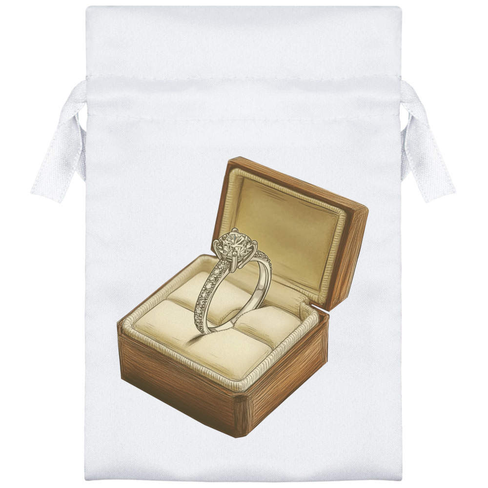'Diamond Engagement Ring in Ring Box' Satin Drawstring Bag/Pouch (SB052193) - Picture 6 of 25