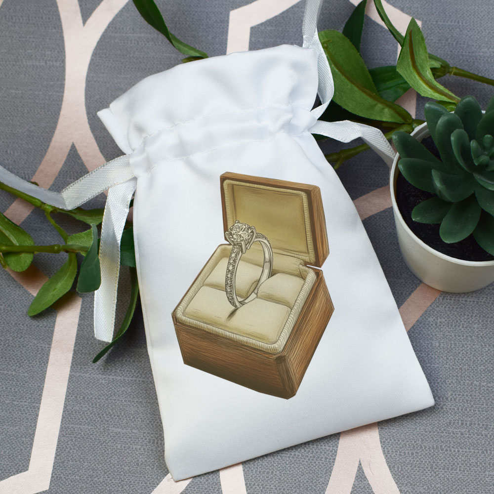 'Diamond Engagement Ring in Ring Box' Satin Drawstring Bag/Pouch (SB052193) - Picture 7 of 25